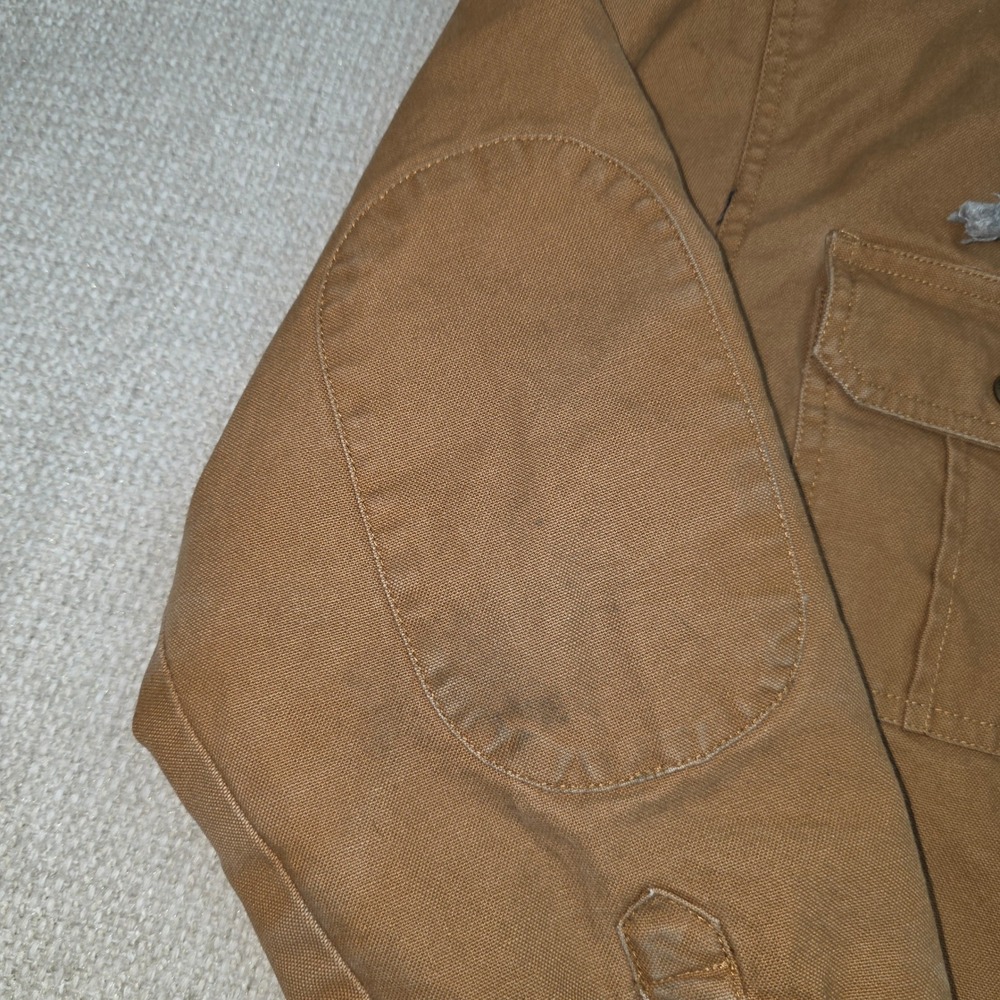 Genuine Dickies Mens Hooded Shirt Jacket Brown Duck Quilted Lined Large 42-44 - Picture 5 of 10